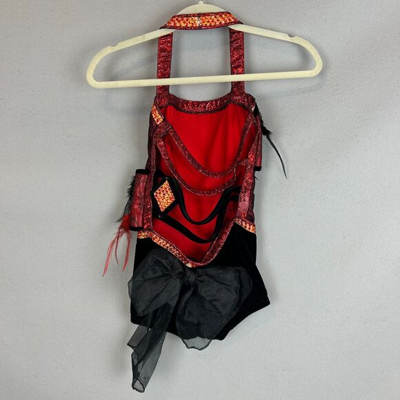 Mara Dancewear Small Black Red Feather Jazz Costume Set Stage Recital Outfit - Picture 3 of 15